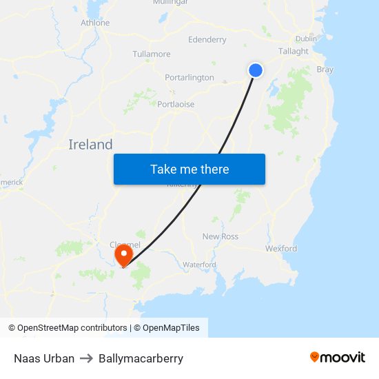 Naas Urban to Ballymacarberry map