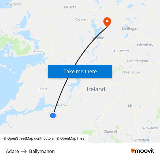 Adare to Ballymahon map