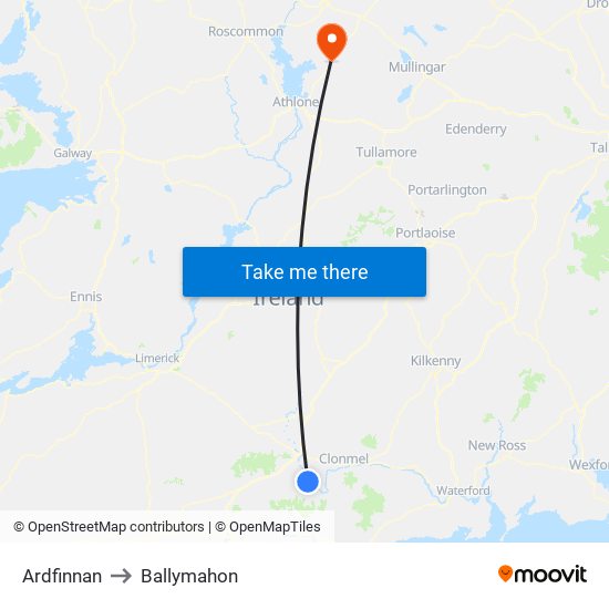 Ardfinnan to Ballymahon map