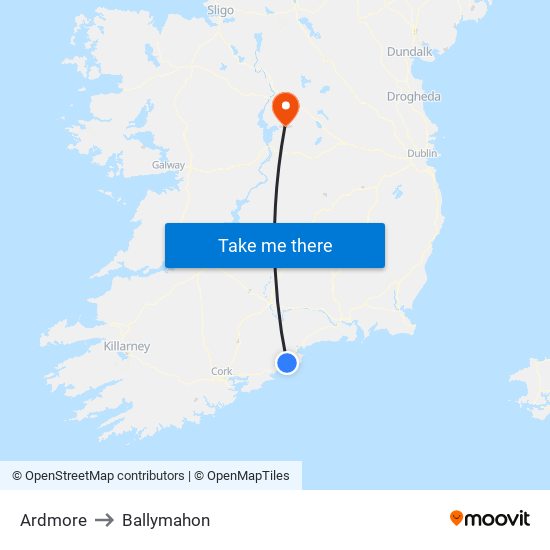 Ardmore to Ballymahon map