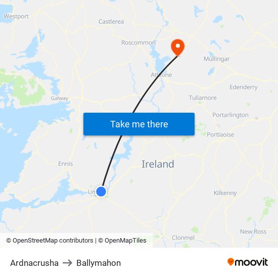 Ardnacrusha to Ballymahon map