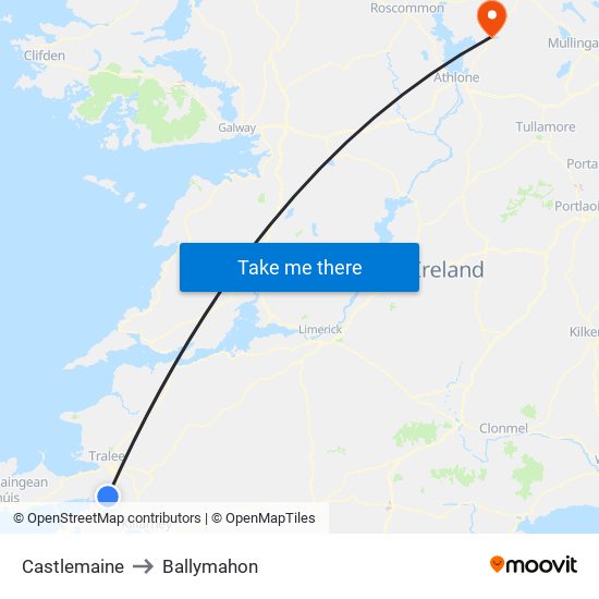 Castlemaine to Ballymahon map