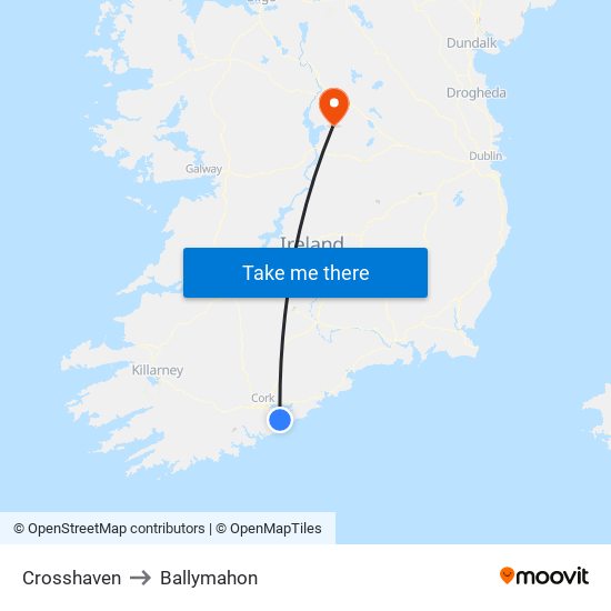 Crosshaven to Ballymahon map