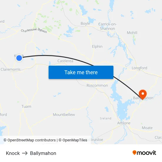 Knock to Ballymahon map