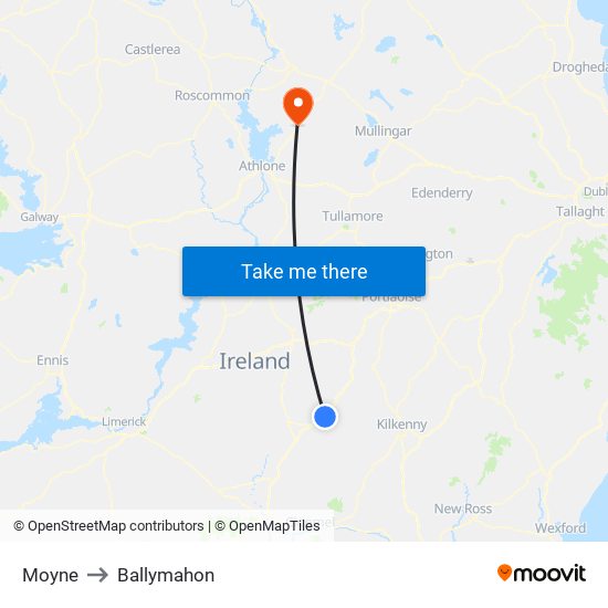 Moyne to Ballymahon map