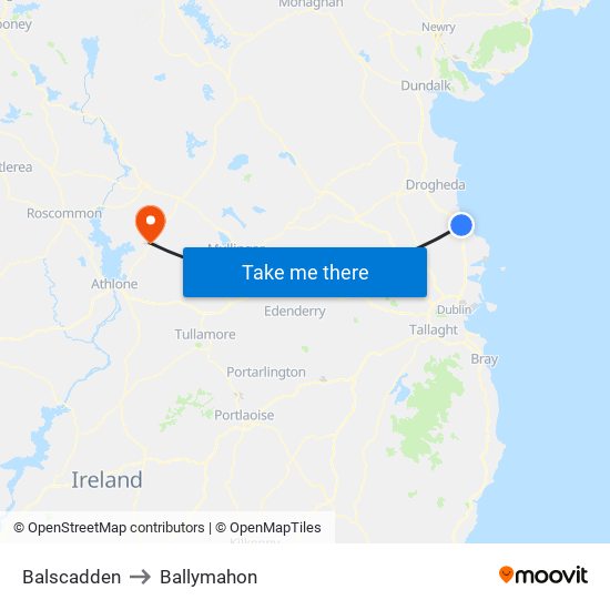 Balscadden to Ballymahon map