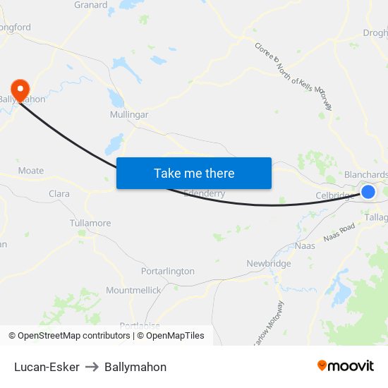 Lucan-Esker to Ballymahon map