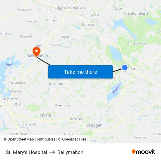 St. Mary's Hospital to Ballymahon map