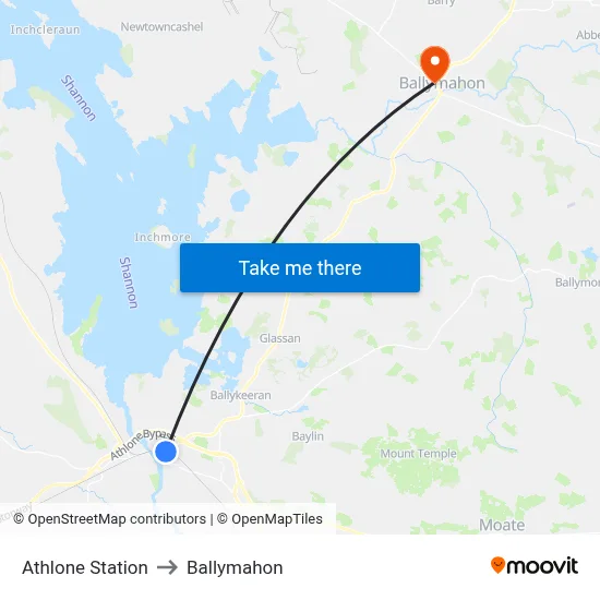 Athlone Station to Ballymahon map