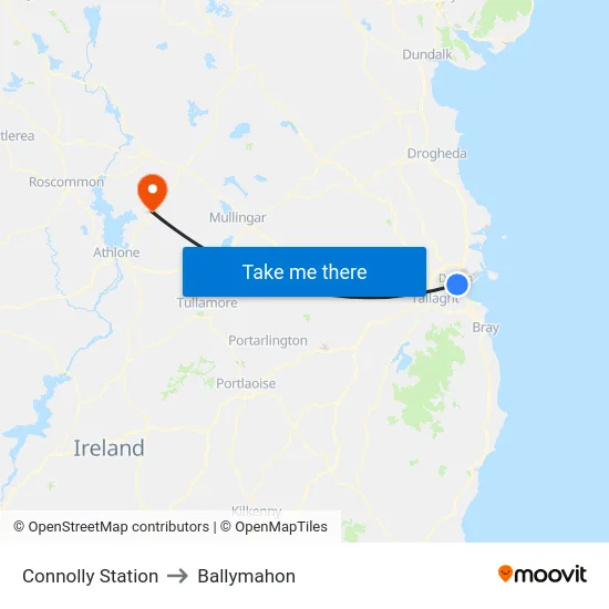 Connolly Station to Ballymahon map