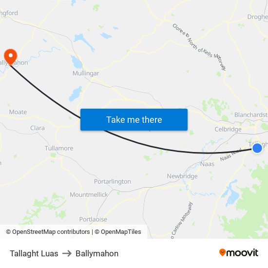Tallaght Luas to Ballymahon map