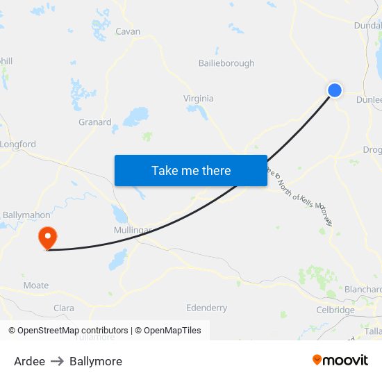 Ardee to Ballymore map