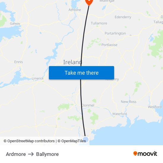 Ardmore to Ballymore map