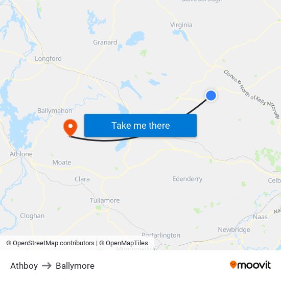Athboy to Ballymore map