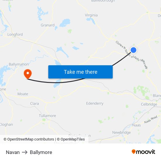 Navan to Ballymore map