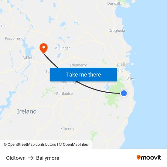 Oldtown to Ballymore map