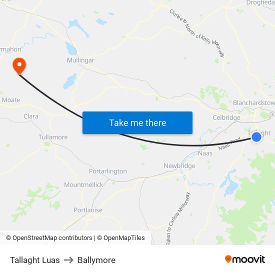 Tallaght Luas to Ballymore map