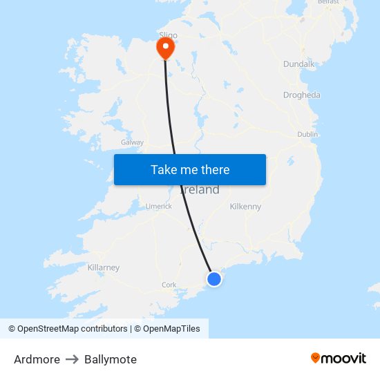 Ardmore to Ballymote map