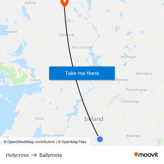 Holycross to Ballymote map