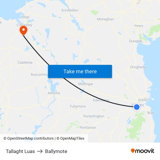 Tallaght Luas to Ballymote map