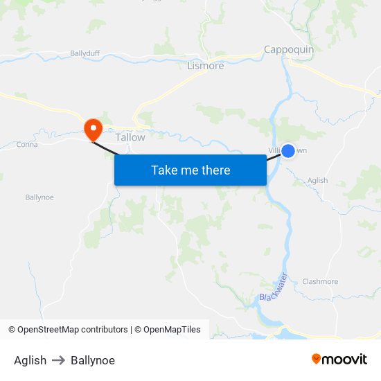 Aglish to Ballynoe map