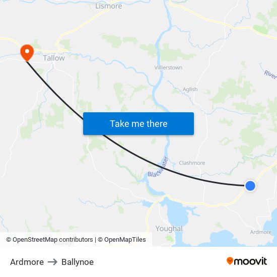 Ardmore to Ballynoe map