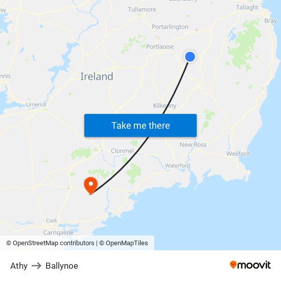 Athy to Ballynoe map