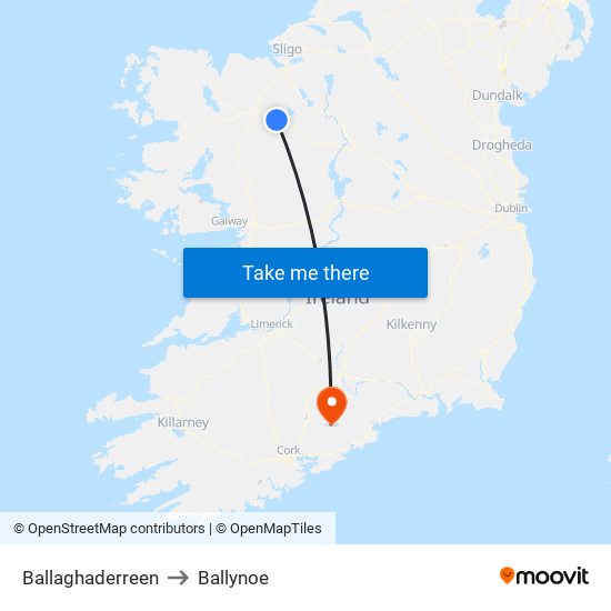 Ballaghaderreen to Ballynoe map