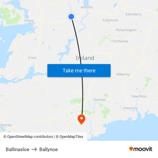 Ballinasloe to Ballynoe map