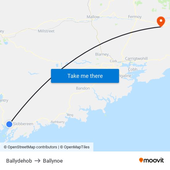 Ballydehob to Ballynoe map