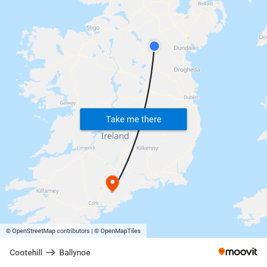 Cootehill to Ballynoe map