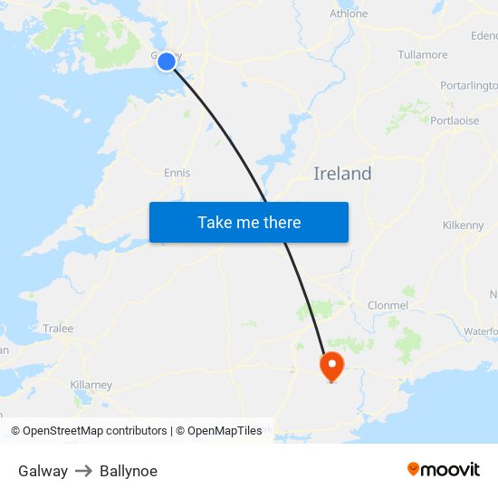 Galway to Ballynoe map