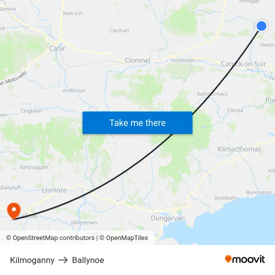 Kilmoganny to Ballynoe map