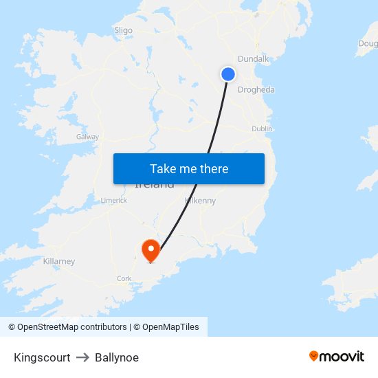 Kingscourt to Ballynoe map