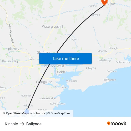 Kinsale to Ballynoe map