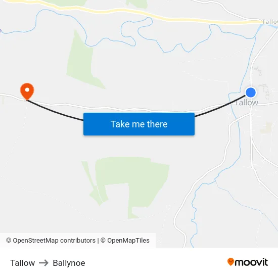 Tallow to Ballynoe map
