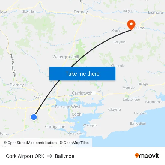 Cork Airport ORK to Ballynoe map