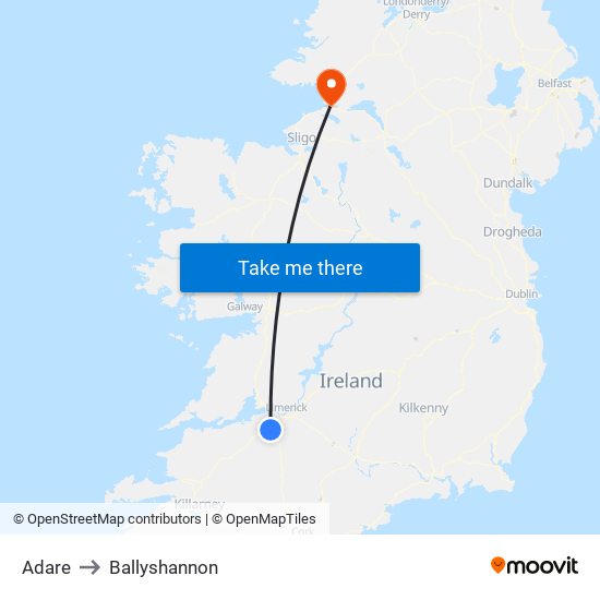 Adare to Ballyshannon map