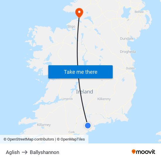Aglish to Ballyshannon map