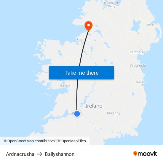 Ardnacrusha to Ballyshannon map