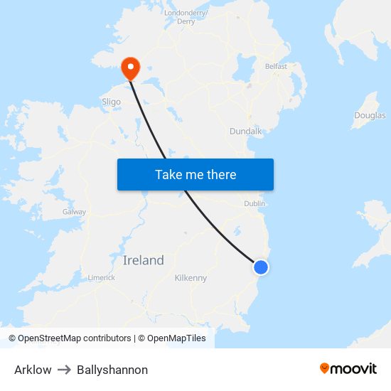 Arklow to Ballyshannon map