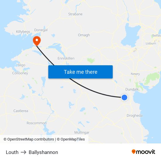 Louth to Ballyshannon map