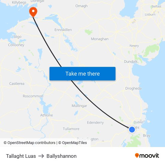 Tallaght Luas to Ballyshannon map