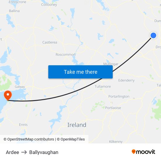 Ardee to Ballyvaughan map