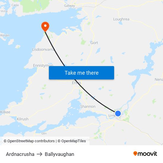 Ardnacrusha to Ballyvaughan map