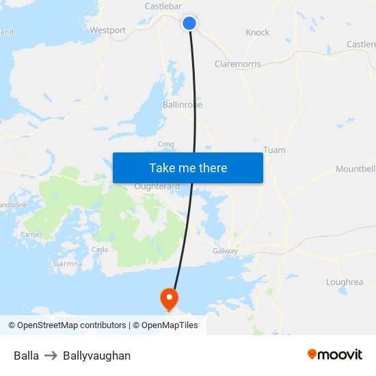 Balla to Ballyvaughan map