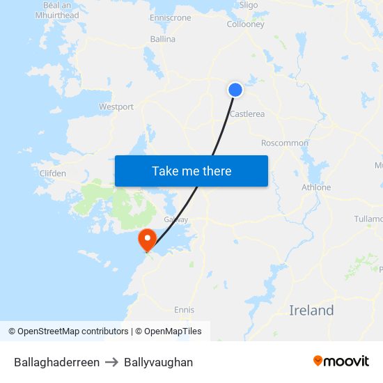 Ballaghaderreen to Ballyvaughan map