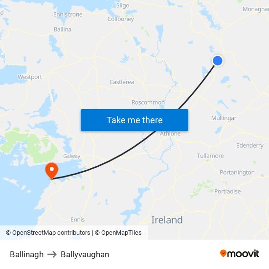Ballinagh to Ballyvaughan map