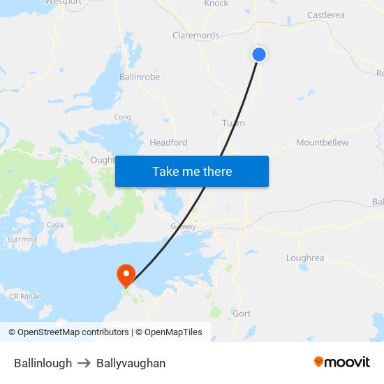 Ballinlough to Ballyvaughan map