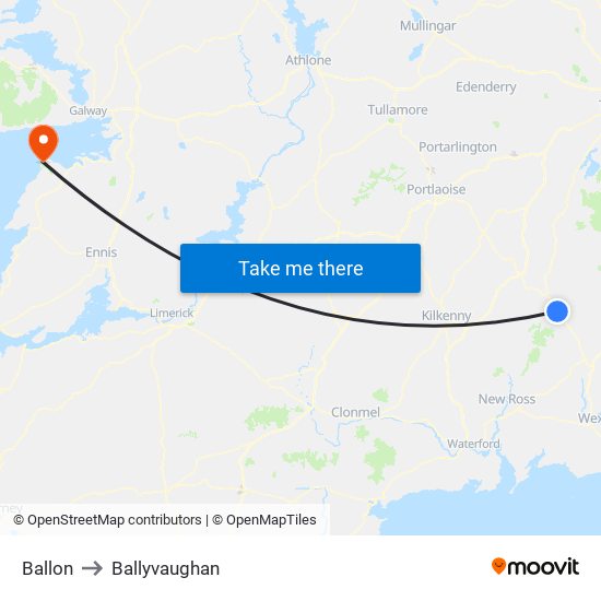 Ballon to Ballyvaughan map